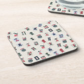 Mahjong tegels op pastelbadge Plastic Onderzetters (Linkerzijde)