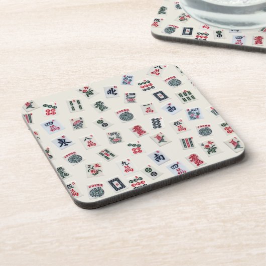 Mahjong tegels op pastelbadge Plastic Onderzetters (Linkerzijde)