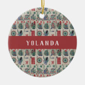 Mahjong Tegels Pattern Personalized Keramisch Ornament (Voorkant)