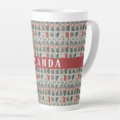 Mahjong Tegels Pattern Personalized Latte Mok (Rechterhoek)