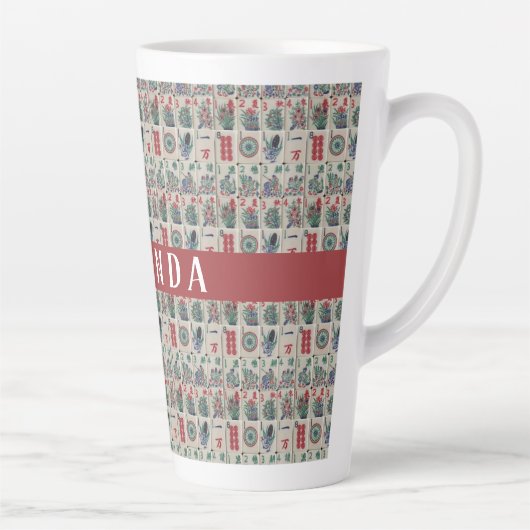 Mahjong Tegels Pattern Personalized Latte Mok (Rechts)