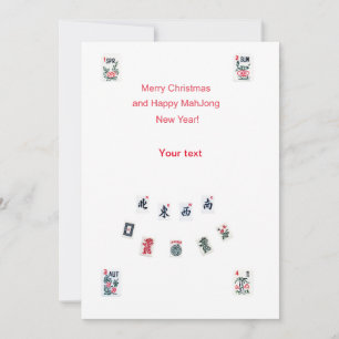 Mahjong tegels symbolen ontwerp voor Kerstmis Feestdagenkaart