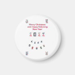 Mahjong tegels symbolen ontwerp voor Kerstmis Magneet