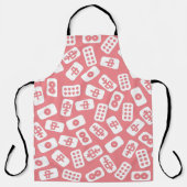 Mahjong tegels wit op roze schort (Voorkant)