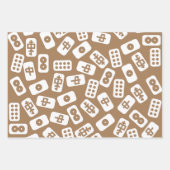 Mahjong tegels witte bruine en zwarte combinatie inpakpapier vel (Voorkant 3)