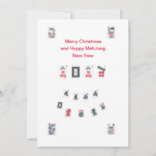 Mahjong-tegelsymbolen 2027 voor Kerstmis Feestdagenkaart