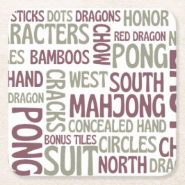 Mahjong terminologie vierkante kartonnen onderzetter