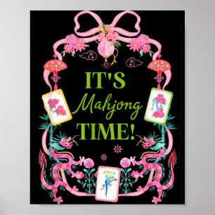 Mahjong tijd coquette strik esthetisch mah jong sp poster