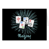 Mahjong Tiles Blue Starburst Carte de voeux person (Devant horizontal)