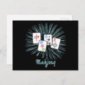 Mahjong Tiles Blue Starburst Custom   Briefkaart (Voorkant / Achterkant)