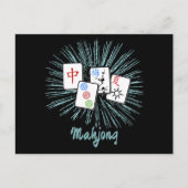 Mahjong Tiles Blue Starburst Custom   Briefkaart (Voorkant)