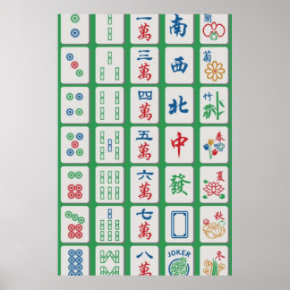Mahjong Tiles over Green Poster