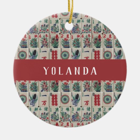 Mahjong Tiles Pattern Persoonlijke keramische oran Keramisch Ornament (Voorkant)