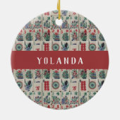 Mahjong Tiles Pattern Persoonlijke keramische oran Keramisch Ornament (Achterkant)