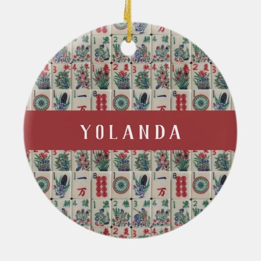 Mahjong Tiles Pattern Persoonlijke keramische oran Keramisch Ornament (Achterkant)