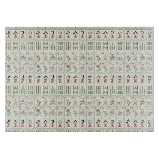 Mahjong Tiles Tempered Glass Snijplank (Voorkant)