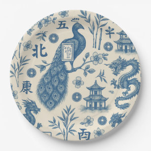 Mahjong toile papieren borden bordje