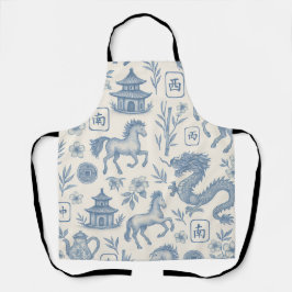 Mahjong Toile - Year of the Horse Apron Schort