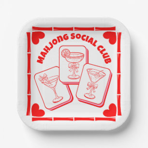 Mahjong Valentijnsfeest Cocktail Papieren Bordje