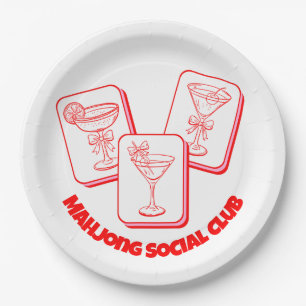 Mahjong Valentijnsfeest Cocktail Papieren Bordje