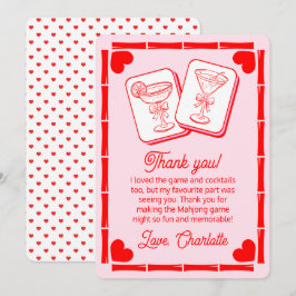 Mahjong Valentine's Cocktail Thank You Card Kaart