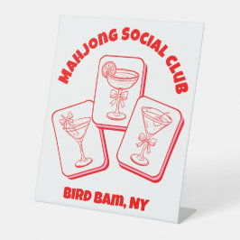 Mahjong Valentine's Party Cocktail Reclamebord Met Voetstuk