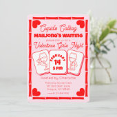 Mahjong Valentine's Party Cupid Invitation Kaart (Staand voorkant)