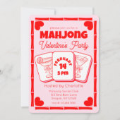 Mahjong Valentine's Pink Party Invitation (Devant)