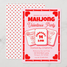 Mahjong Valentine's Pink Party Invitation