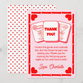 Mahjong Valentine's Pink Thank You Card Kaart