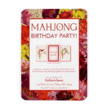 Mahjong verjaardagsfeest uitnodiging, bloem