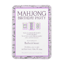Mahjong verjaardagsfeest uitnodiging, paarse toile
