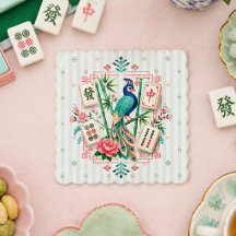Mahjong Vogel Bloem Onderzetter Elegant