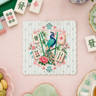 Mahjong Vogel Bloem Onderzetter Elegant