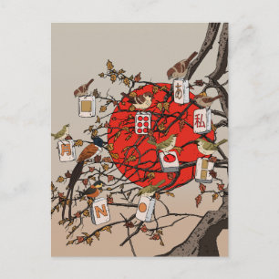 Mahjong Vogels Game Briefkaart