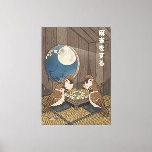 Mahjong vogels spel spelen  canvas afdruk
