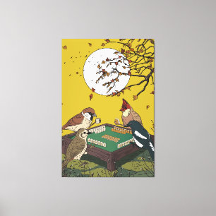 Mahjong vogels spel spelen  canvas afdruk
