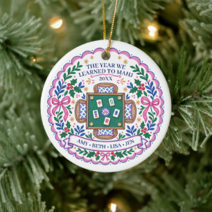 Mahjong Vrienden Ornament Preppy Roze Namen 2026
