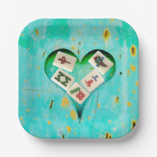 Mahjong vult mijn hart papier bord (Voorkant)