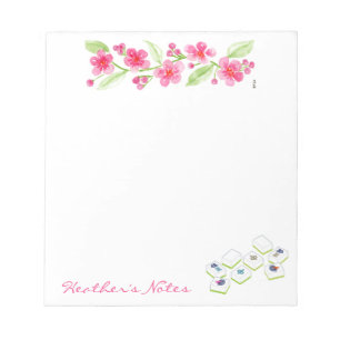 Mahjong Watercolor Bloeiende Bloemen NAAM Notitieblok