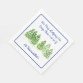 MAHJONG Watercolor Winter Trees Blue PERSONALIZE Servet (Hoek)