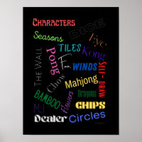 Mahjong Words Poster met zwarte achtergrond