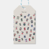 MahJongg-symbolen voor tegels ontwerpen op badge Cadeaulabel (Voorkant)