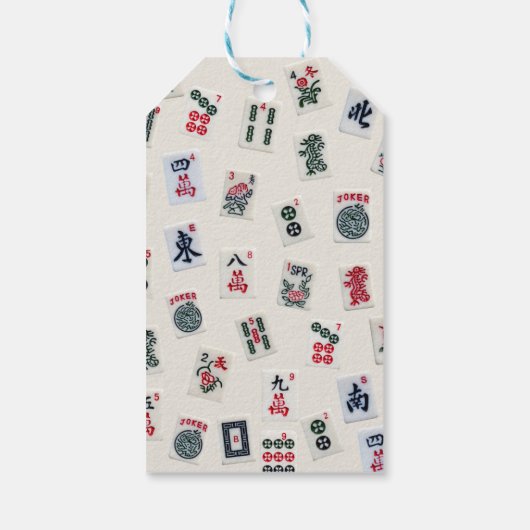 MahJongg-symbolen voor tegels ontwerpen op badge Cadeaulabel (Achterkant)