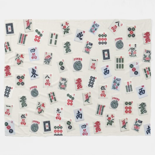 MahJongg-symbolen voor tegels ontwerpen op badge Fleece Deken (Voorkant (Horizontaal))