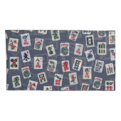 MahJongg-tegels ontwerpen donkerblauw Kussensloop (Achterkant-Rechts)