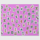 MahJongg-tegels ontwerpen op roze Cadeaupapier (Vlak)