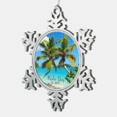 Maho Bay Beach St. John Pewter Snowflake Ornament (Rechts)