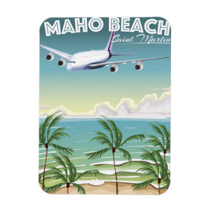 Maho Beach Saint Martin plane poster Magneet