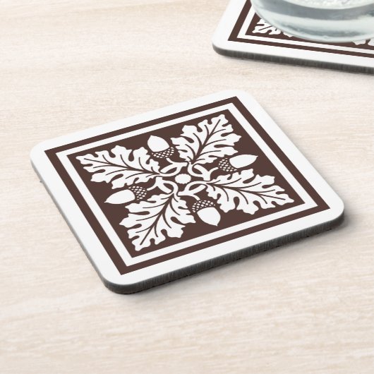Mahogany Acorn en Leaf Tile Design Drankjes Onderzetter (Linkerzijde)